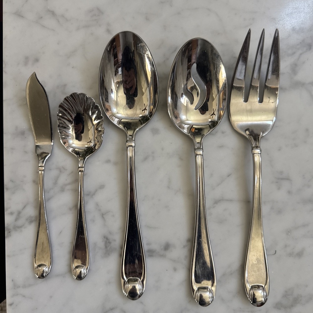 5 Piece Serving Set SATIN GARNET Oneida 18/10 Stainless Steel Flatware FW65